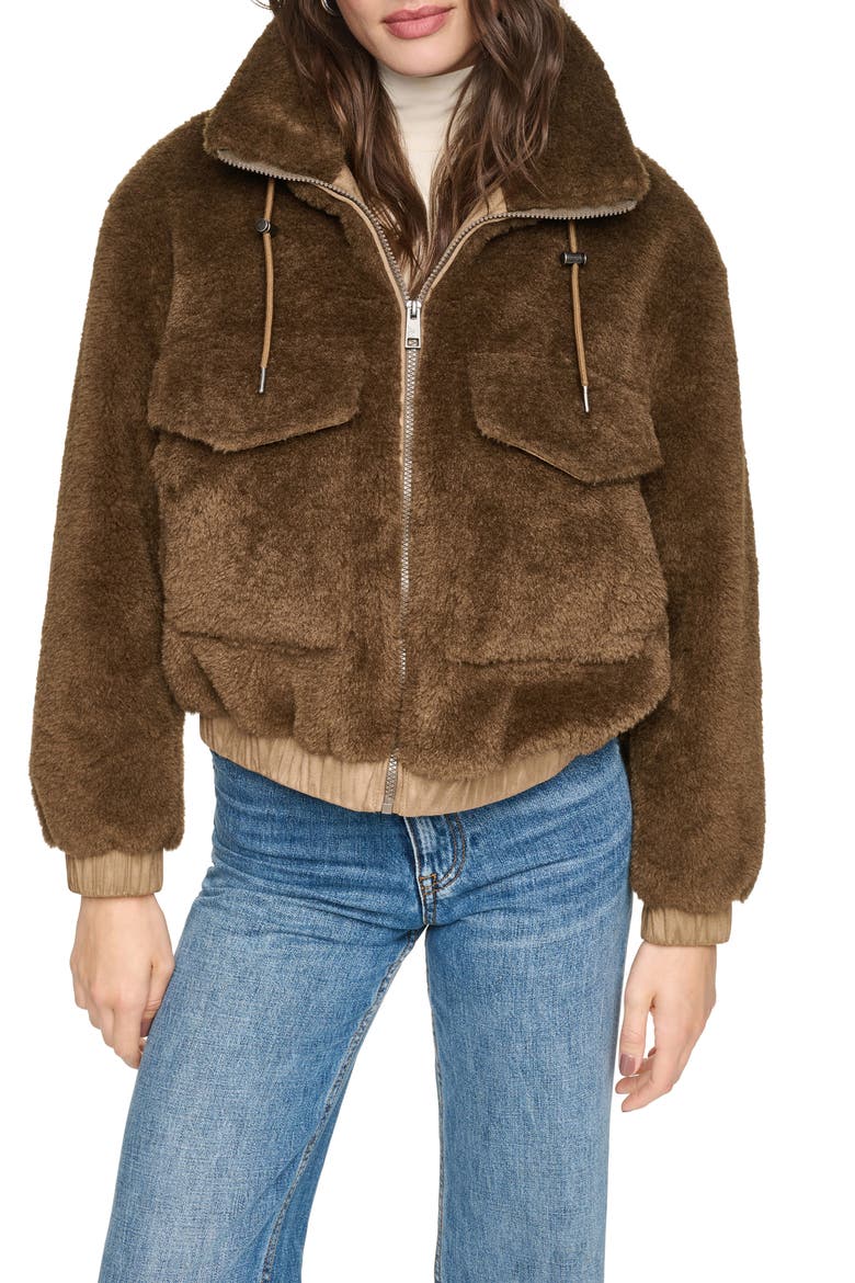Norelle Faux Fur Jacket, Main, color, BRASS