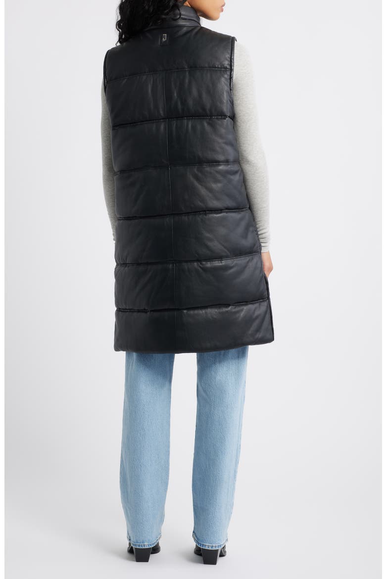 Veo Long Quilted Leather Vest, Alternate, color, BLACK