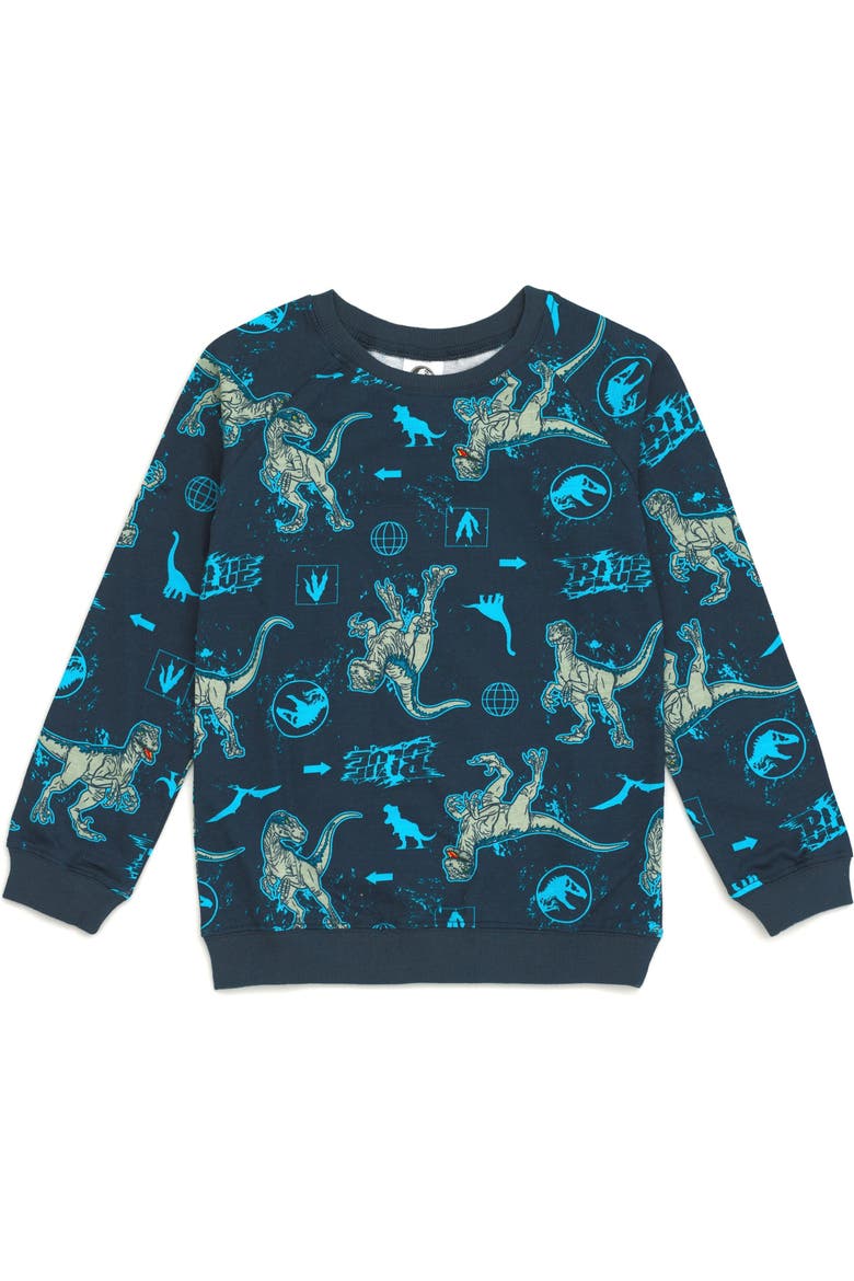 Jurassic Park T-Rex 2-Piece Sweatshirt and Shorts Set, Alternate, color, Navy Blue Raptor