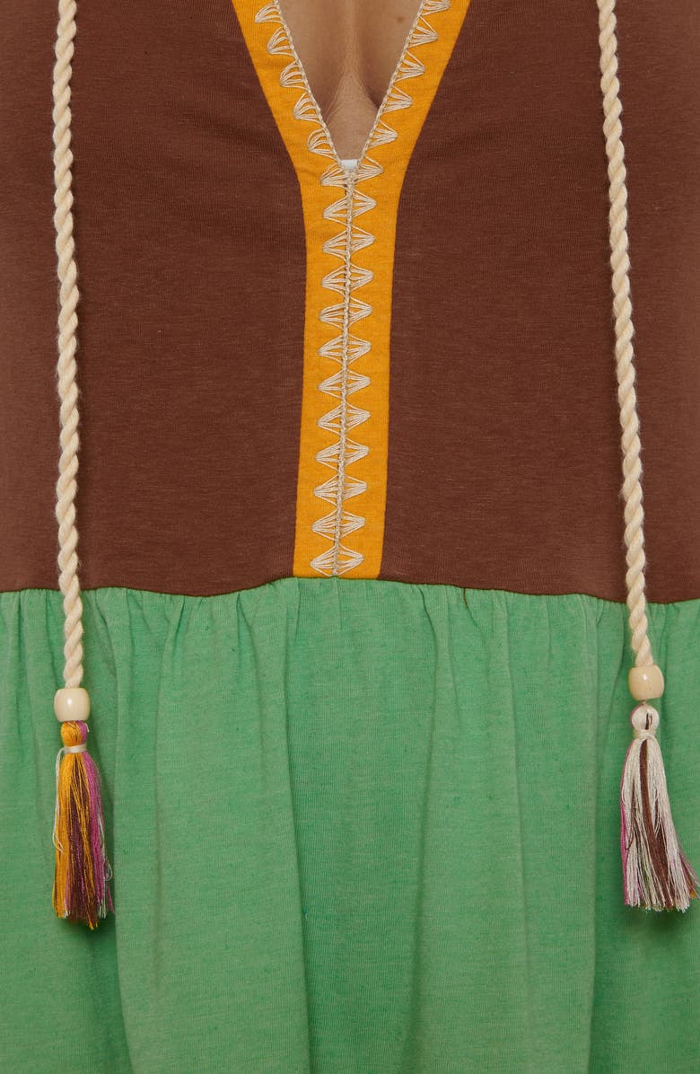 Lucky Brand Lagos Embroidered Colorblock Cover-Up Minidress, Alternate, color, Sea Grass