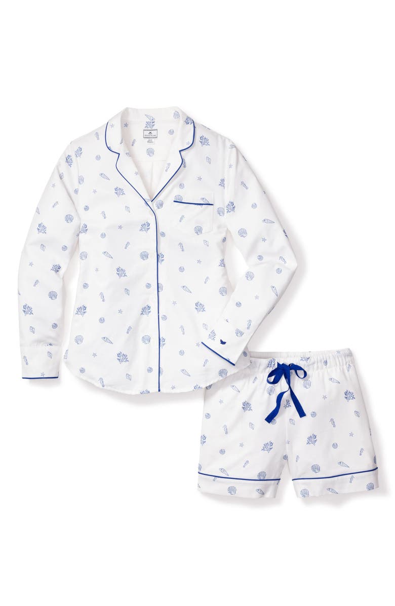 Petite Plume Suffolk Seashell Cotton Short Pajamas, Alternate, color, 