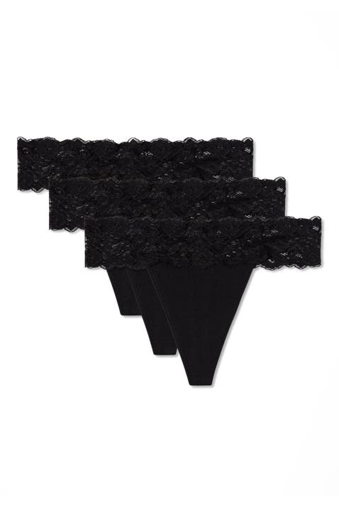 Lace Waist Thong 3-Pack Made With Organic Cotton
