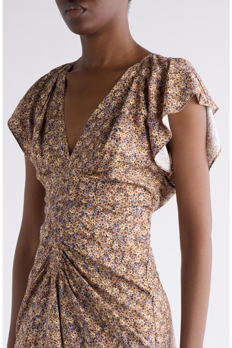 Lyndsay Floral Jacquard Midi Dress, Alternate, color, OCHRE