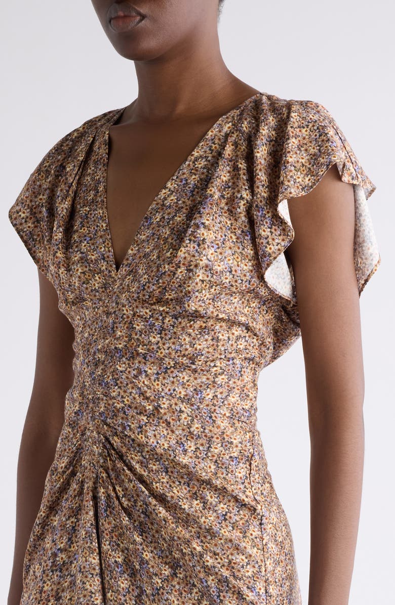 Isabel Marant Lyndsay Floral Jacquard Midi Dress, Alternate, color, Ochre