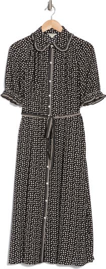 Puff Sleeve Chiffon Midi Shirtdress