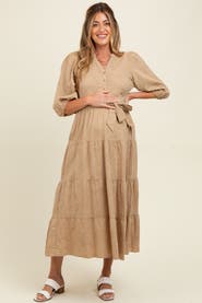 PinkBlush Floral Jacquard Button Front Tiered Dress