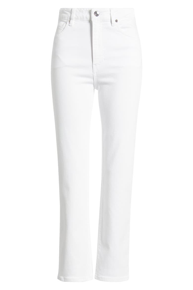 The Pencil Crop High Waist Ankle Slim Straight Leg Jeans, Alternate, color, WHITE