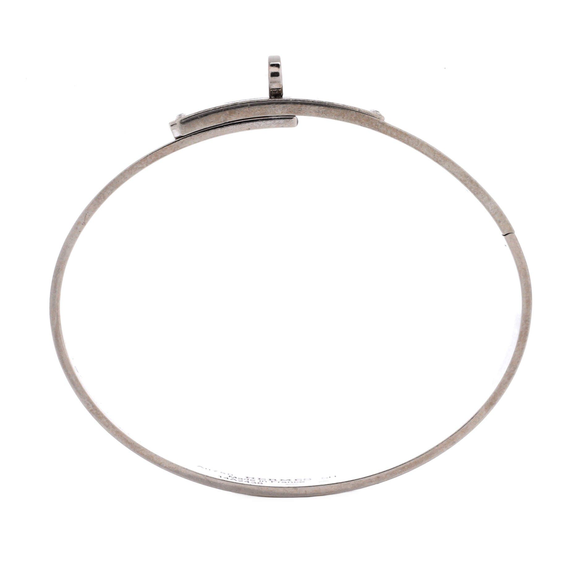 Pre-Owned Hermes Kelly Bracelet 18K White Gold with 4 Diamonds Small, Alternate, color, White Gold