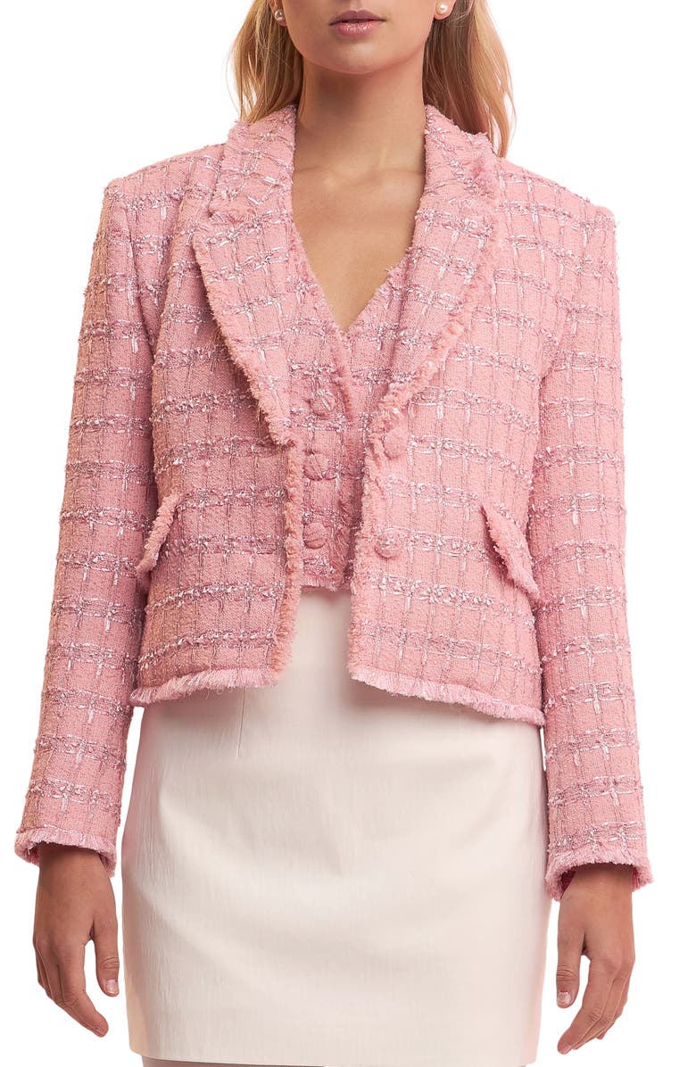 English Factory Tweed Fringe Blazer, Main, color,