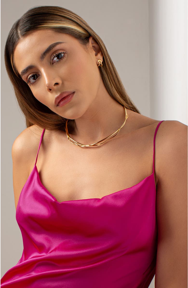 PIERETTI Conchi huggie earrings, Alternate, color, Gold Plate