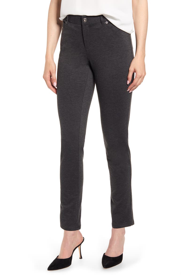 Skinny Ponte Pants, Alternate, color, DARK HEATHER GREY