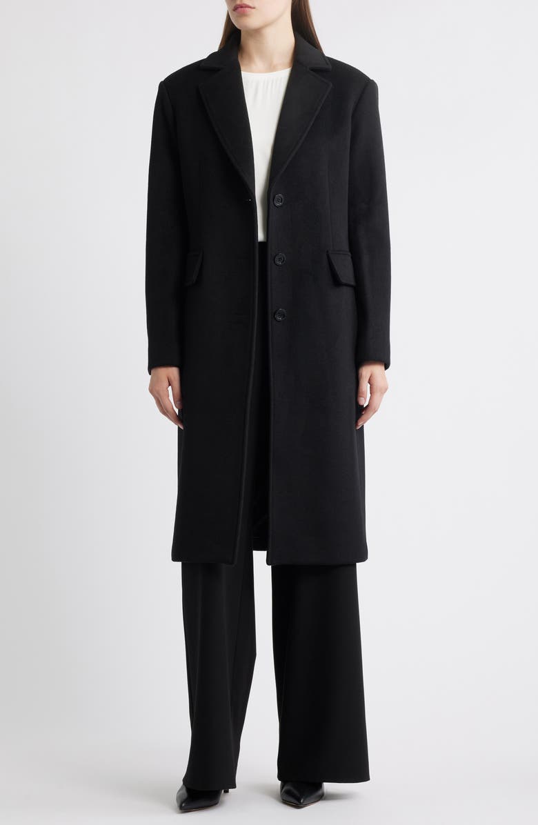 Michael Kors Fitted Longline Coat, Alternate, color, Black