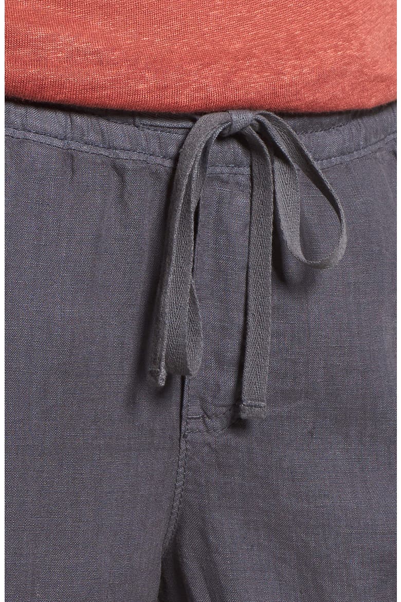 Linen Crop Pants, Alternate, color, GREY EBONY