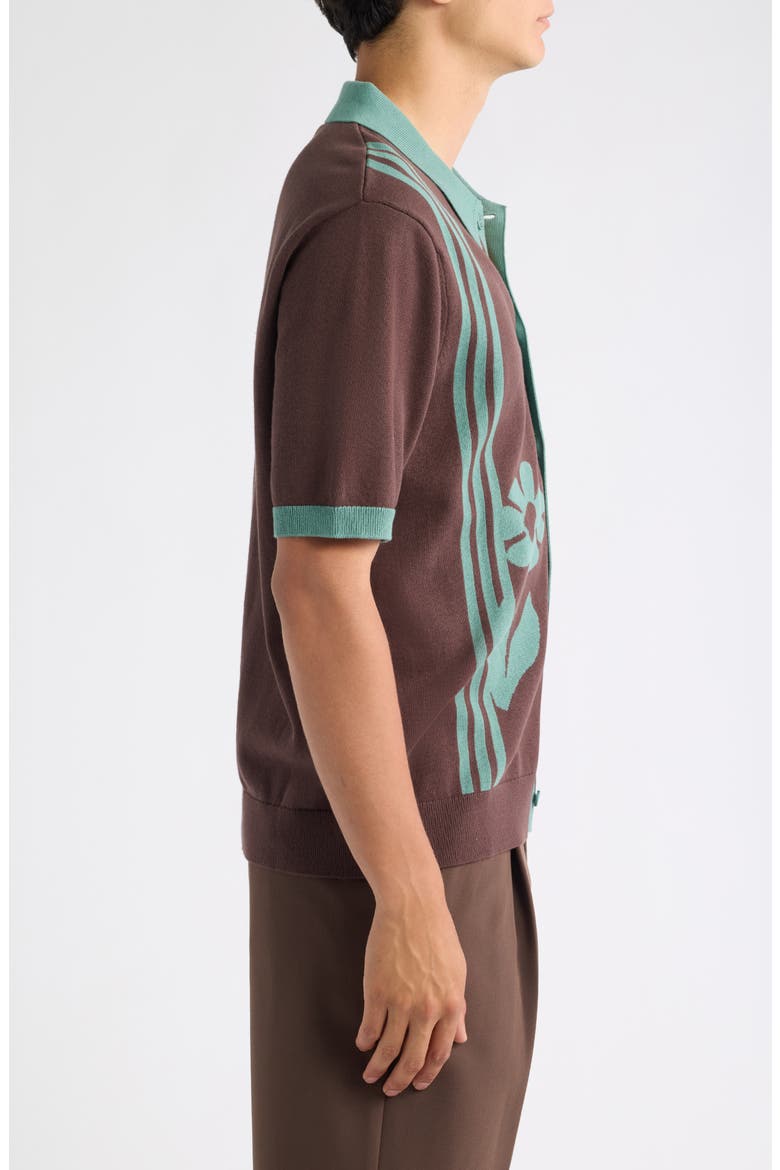 Tellaro Intarsia Cotton Shirt, Alternate, color, BROWN / SAGE