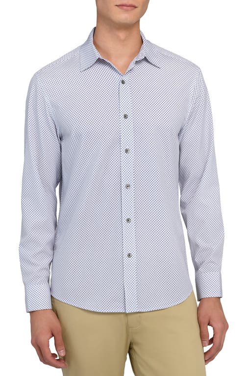 Wrk W.r.k Slim Fit Geometric Print Performance Button-up Shirt In Blue