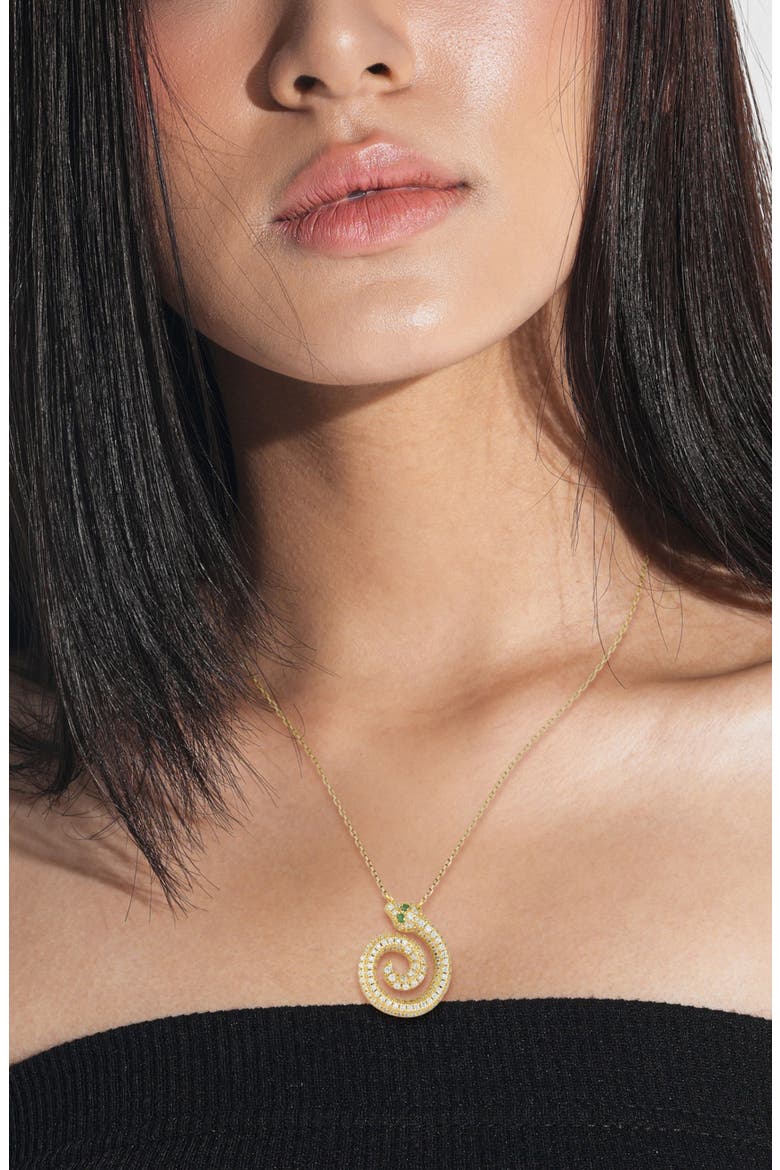 Swirl Snake Pendant Necklace, Alternate, color, GOLD