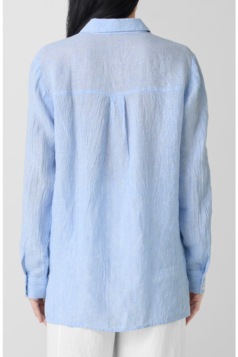 Crinkled Organic Linen Button-Up Shirt, Alternate, color, ULTRAMARINE