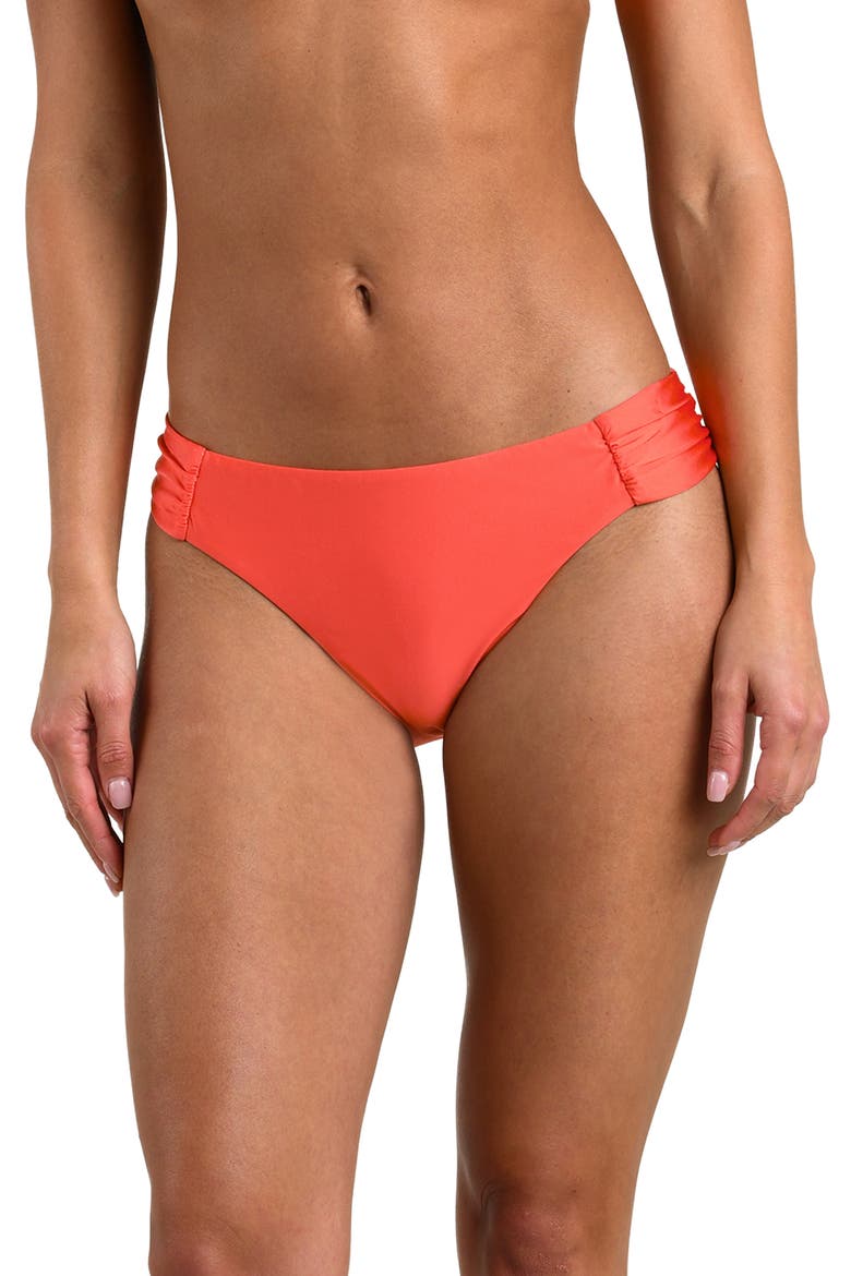 Solids Shirred Side Bikini Bottoms, Main, color, SHOCKING ORANGE