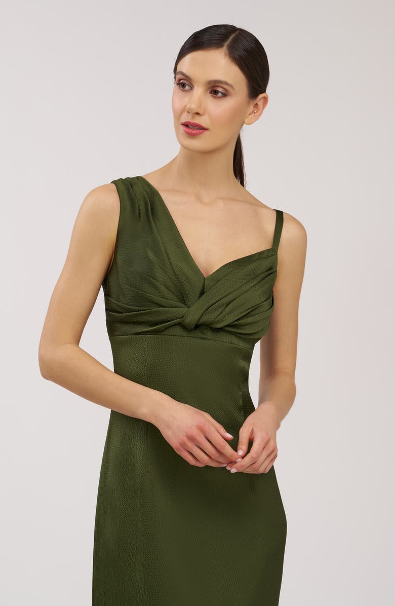 Kay Unger Pia Asymmetric Sleeveless Gown, Alternate, color, Pesto