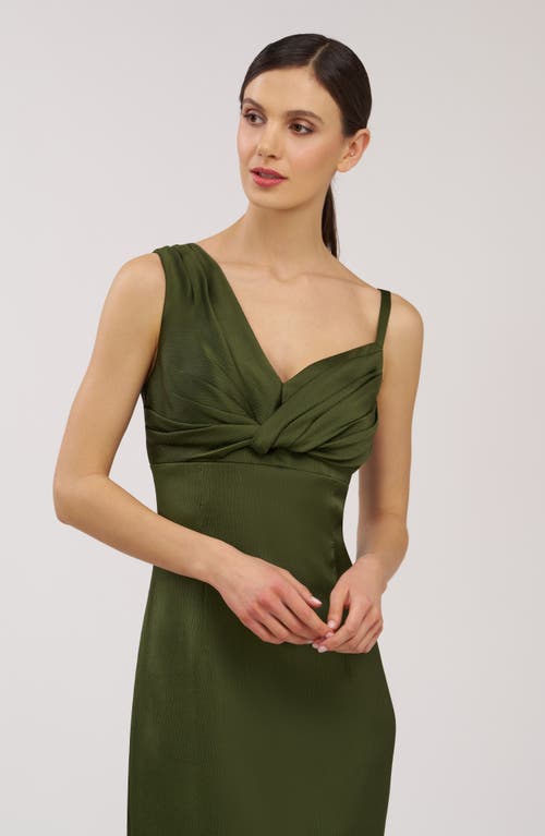 Kay Unger Pia Asymmetric Sleeveless Gown In Burgundy