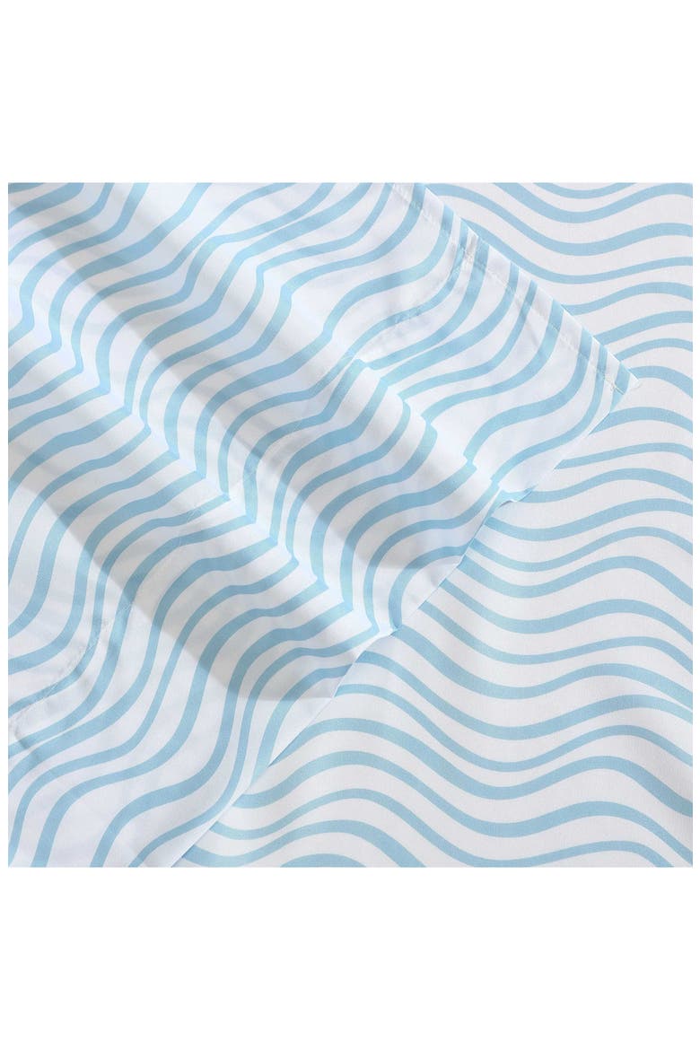 Lineary Waves Print Microfiber Sheet Set, Alternate, color, BLUE