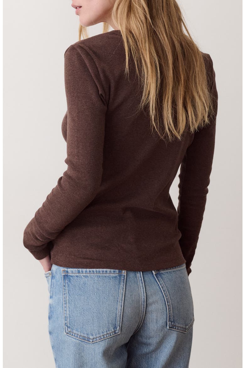 Mini Rib Cotton Henley, Alternate, color, CHOCOLATE