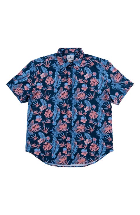 Premier Tropical Print Short Sleeve Button Up Shirt