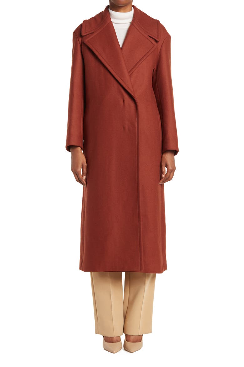 HUGO BOSS Collary Wool Blend Coat, Alternate, color, RUST/ COPPER