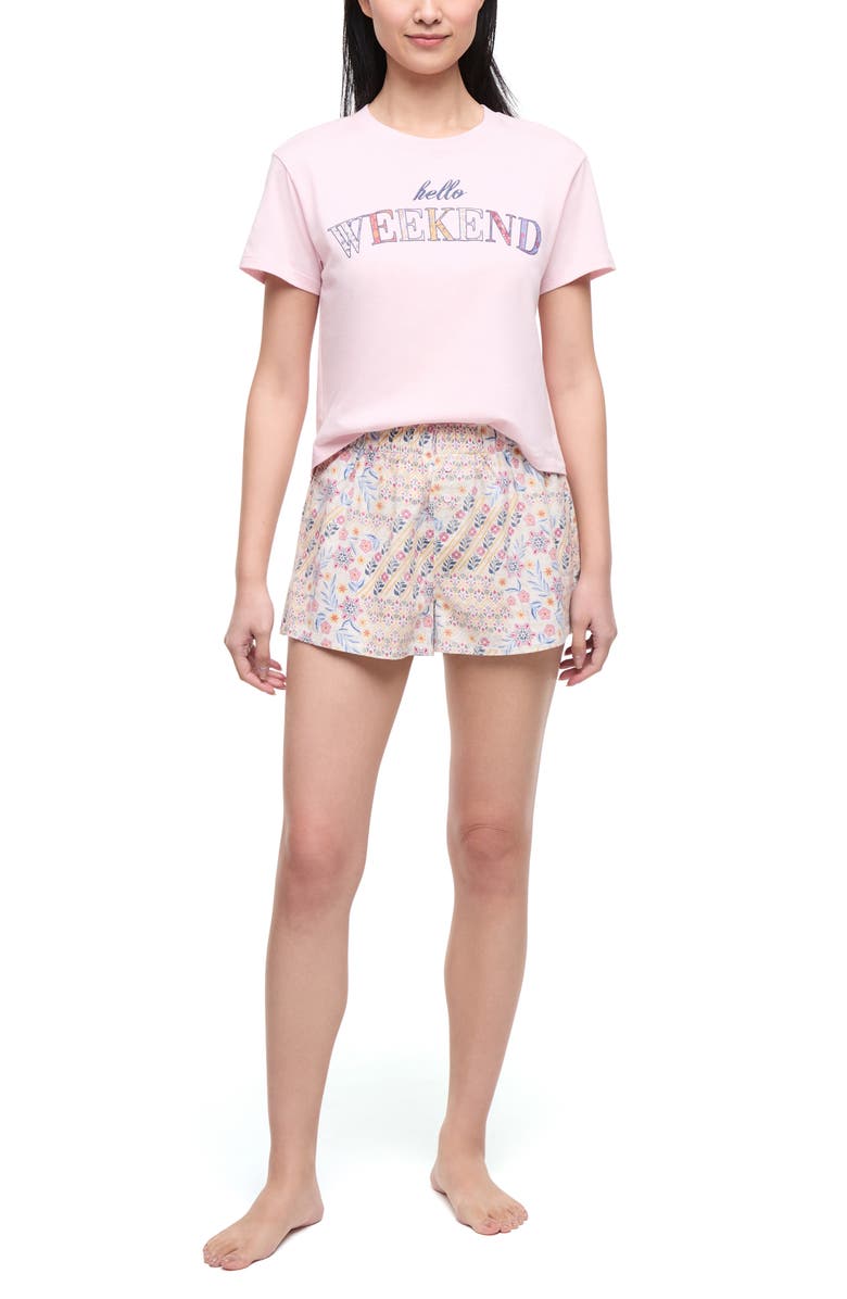 Wildfox Hello Weekend Short Pajamas, Alternate, color, Pale Lilac