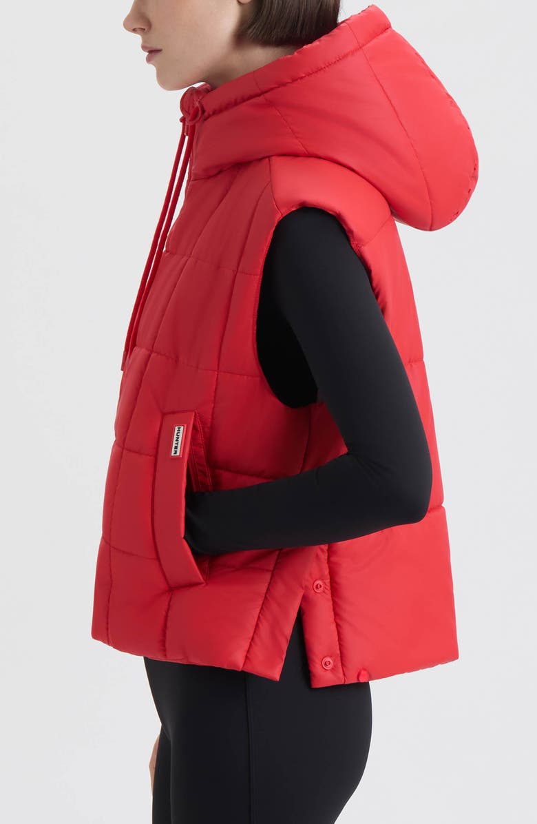 Hunter Lindsey Quilted Coated Water Repellent Vest, Alternate, color, Hunter Red