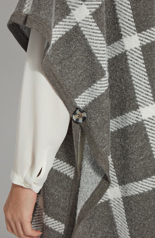 Lyssé Tribeca Hooded Sweater Poncho In Frost Plaid