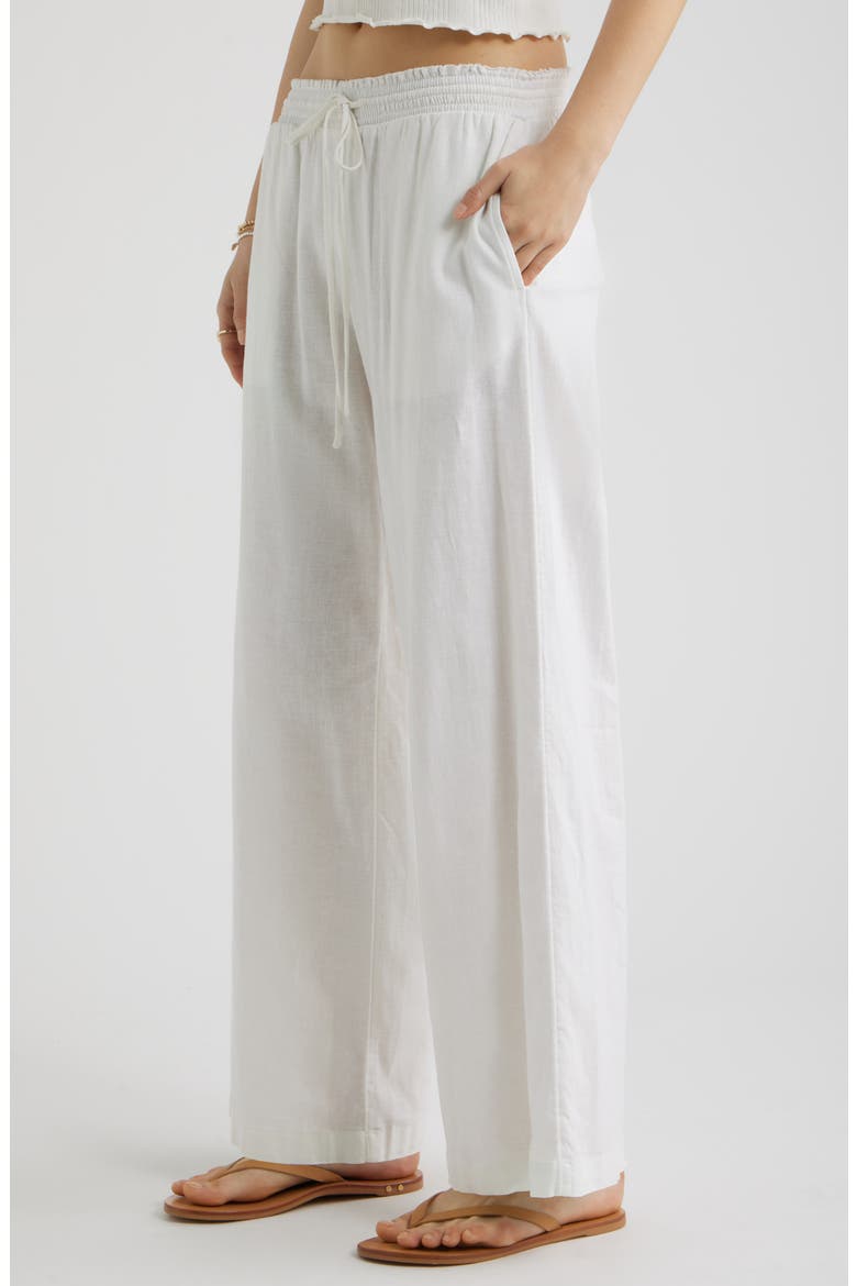 Linen Blend Beach Pants, Alternate, color, WHITE