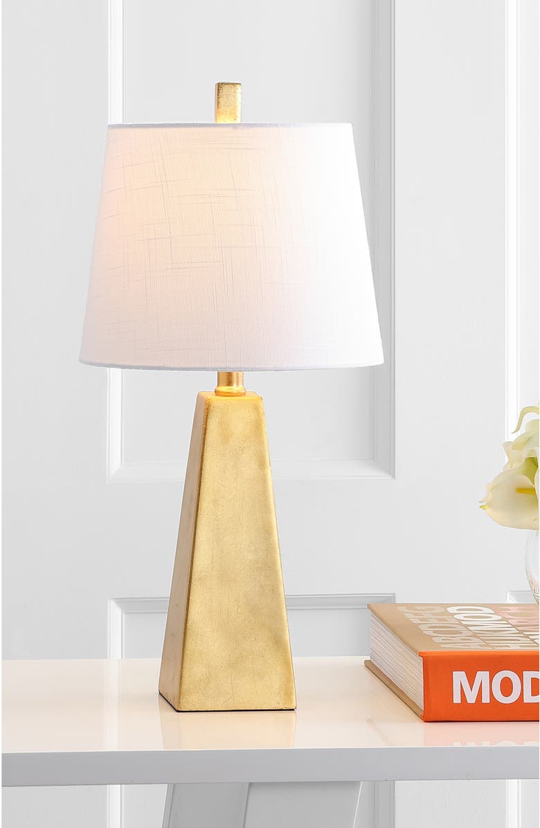 JONATHAN Y Owen Contemporary Resin LED Table Lamp, Alternate, color, Gold Leaf