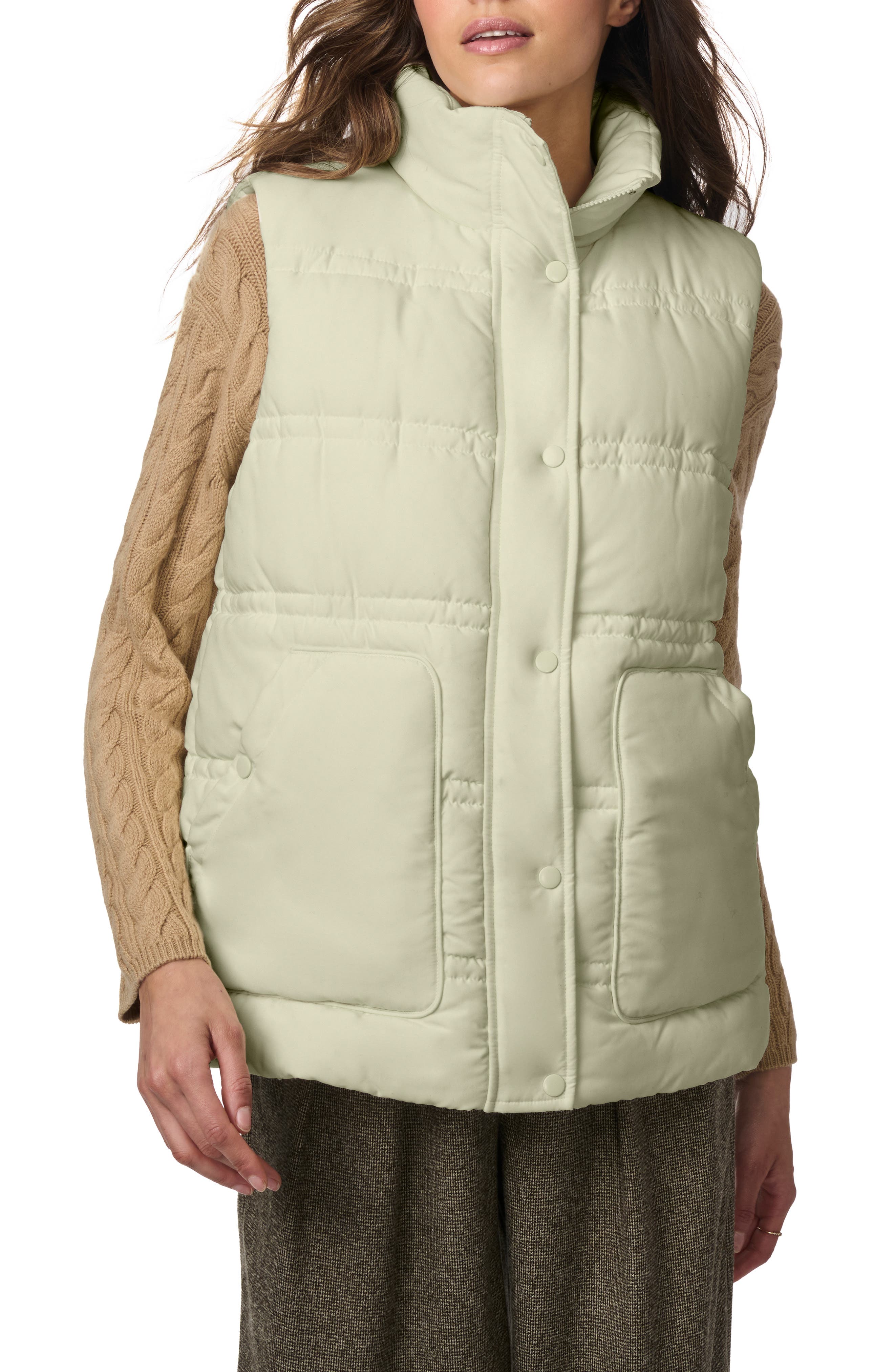 Bernardo Minimalist Double Needle Stitch Recycled Polyester Puffer Vest