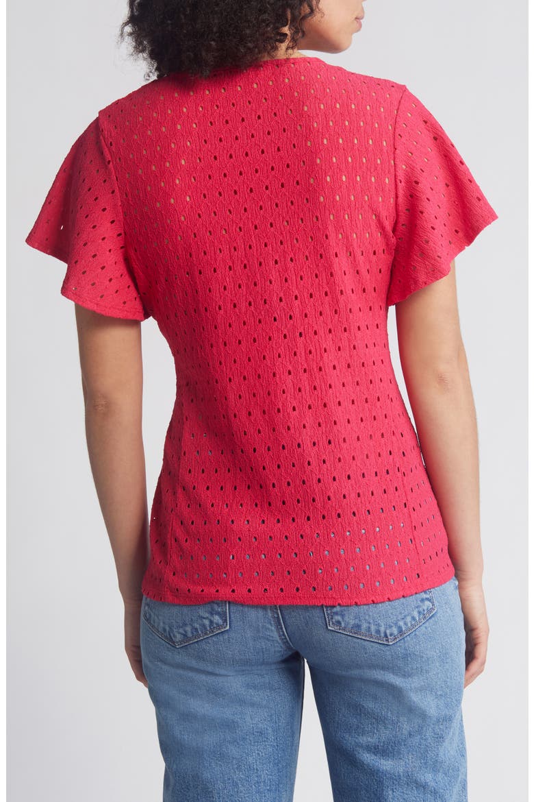 Eyelet Wrap Top, Alternate, color, AZALEA