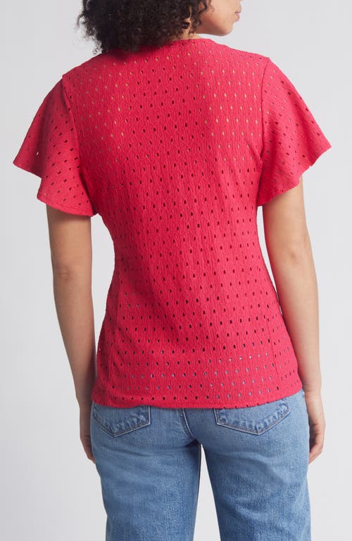 Loveappella Eyelet Wrap Top In Pink