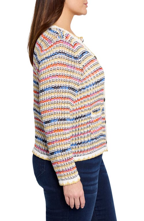 Nic + Zoe Nic+zoe Coastal Crochet Knit Jacket In Multi