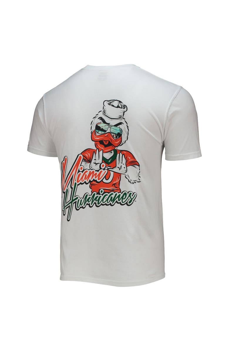 IMAGE ONE Men's White Miami Hurricanes Mascot Bandana T-Shirt, Alternate, color, White