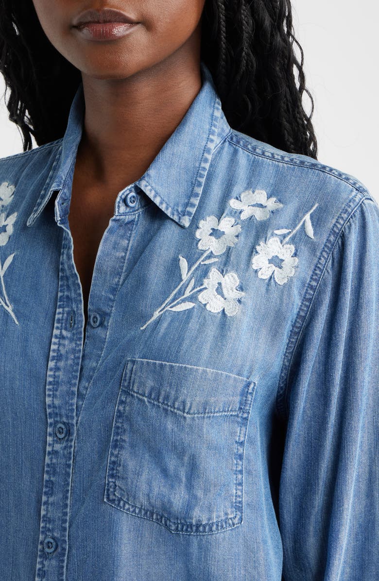 Rails Ingrid Floral Embroidered Chambray Button-Up Shirt, Alternate, color, Fleur Embroidery
