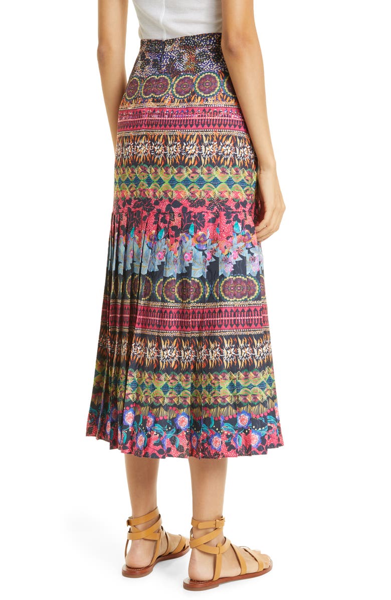 SALONI Geo Print Satin Midi Skirt, Alternate, color,