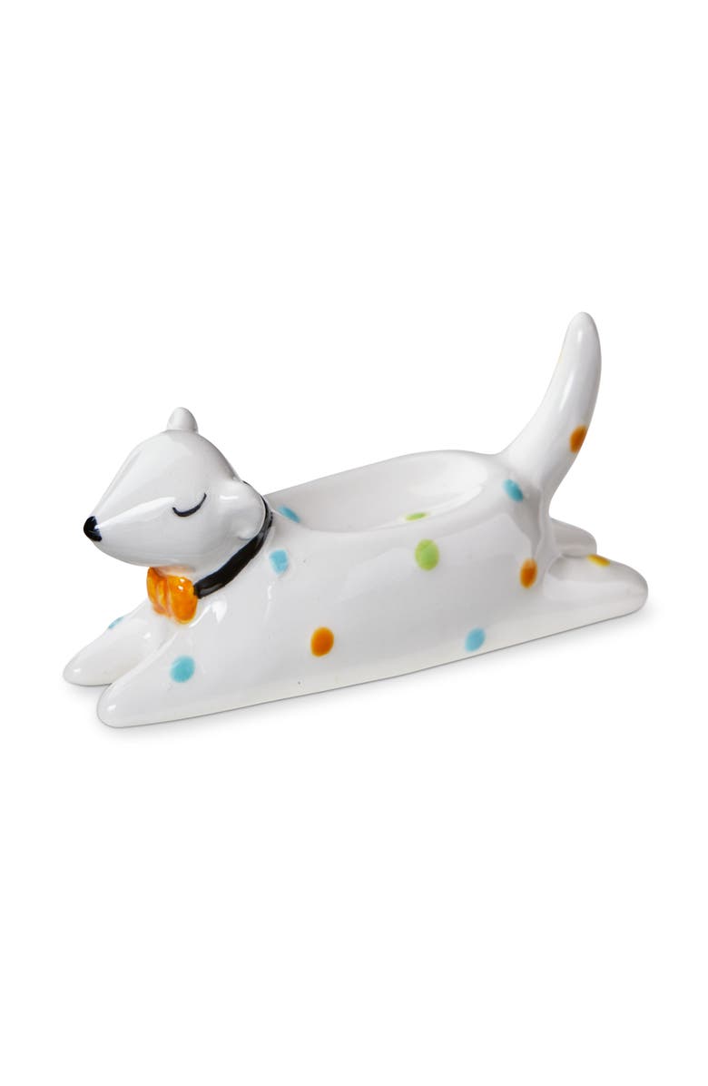tag Splooting Dog Ring Holder Multi Earthenware Everyday, Main, color, White