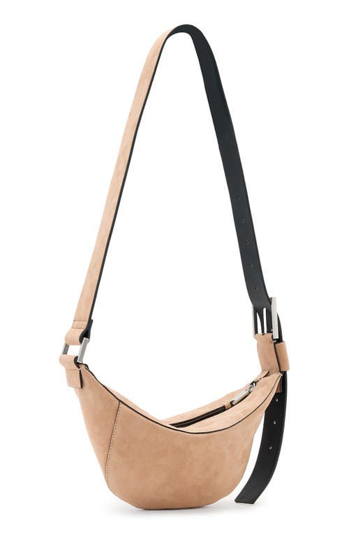 Allsaints Luna Suede Crossbody Bag In Brown