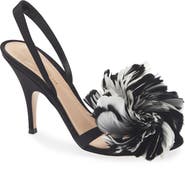 Gianvito Rossi Fenice Satin & Feather Slingback Sandal
