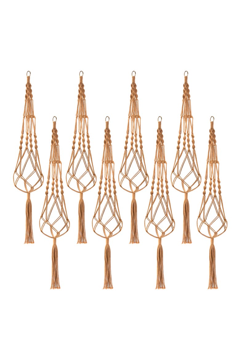 8-Pack Macrame Plant Hangers, Main, color, BROWN