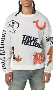 True Religion Multi Logo Crewneck Sweater
