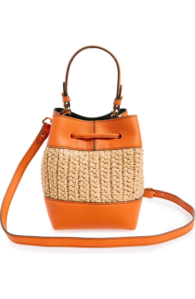 Strathberry Osette Raffia & Leather Bucket Bag, Alternate, color,