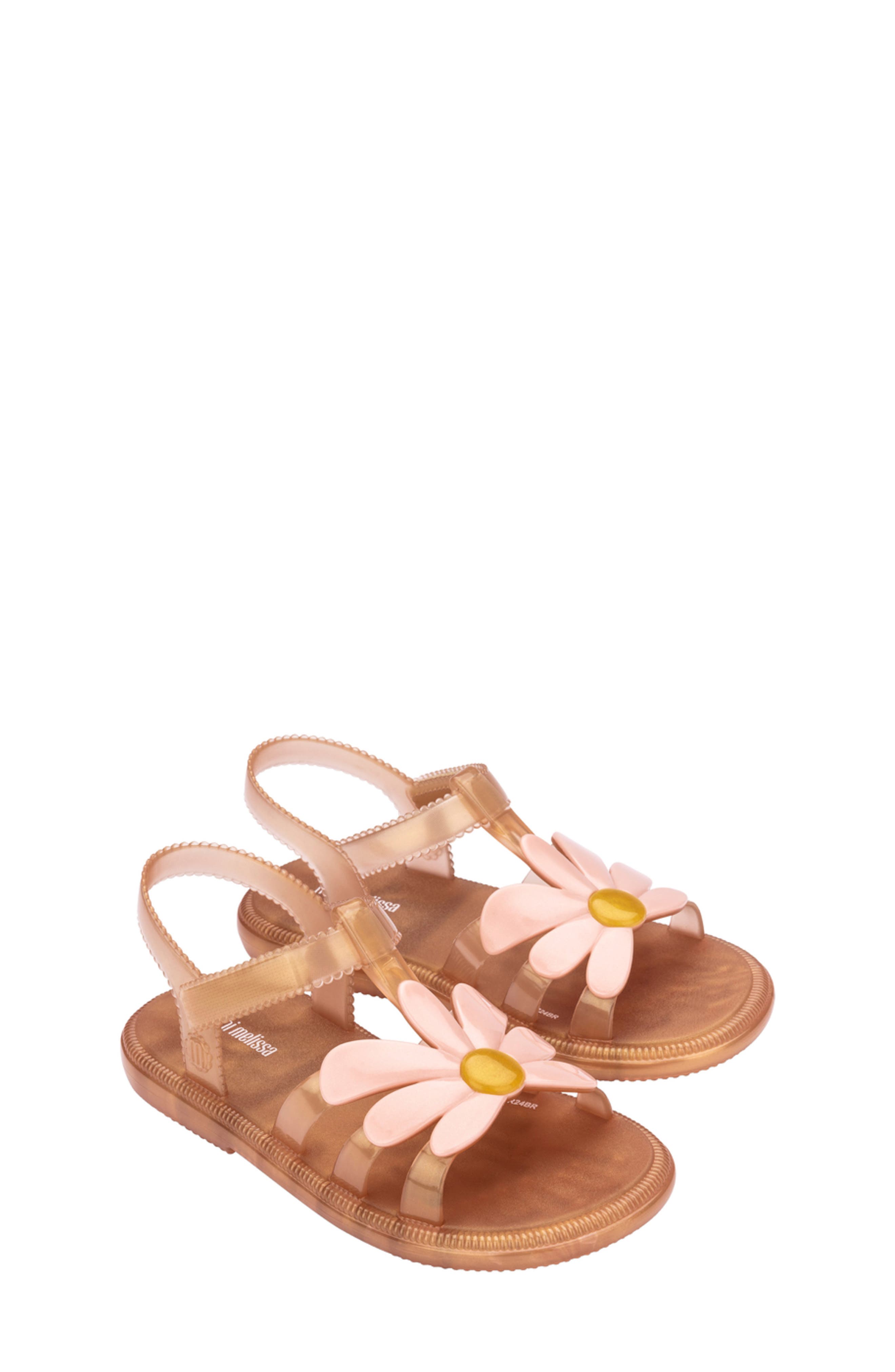 Mini Melissa Kids' Mini Hip Bloomy Sandal, Main, color, Pearlish Brown/ Pink