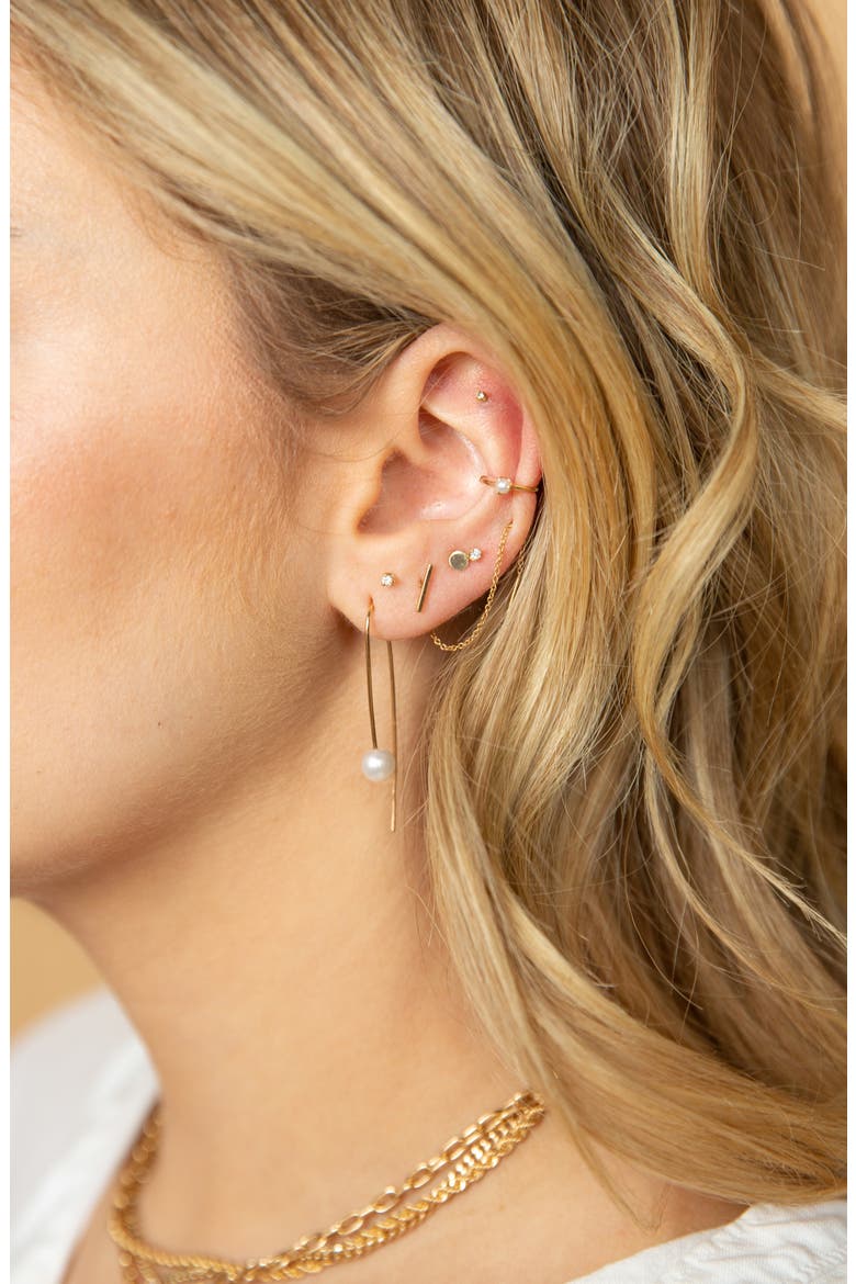Freshwater Pearl Threader Earrings, Alternate, color, 14K YELOW GOLD