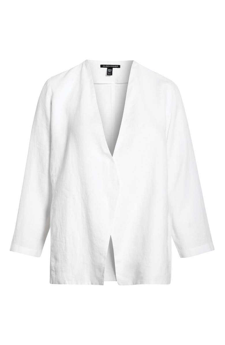 Eileen Fisher Open Front Organic Linen Jacket, Alternate, color, White