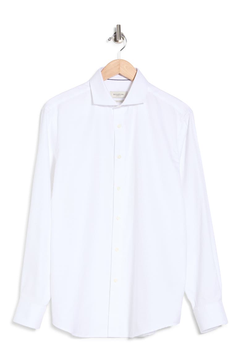 Axel Shaped Fit Micro Check Button-Up Shirt, Alternate, color, WHITE